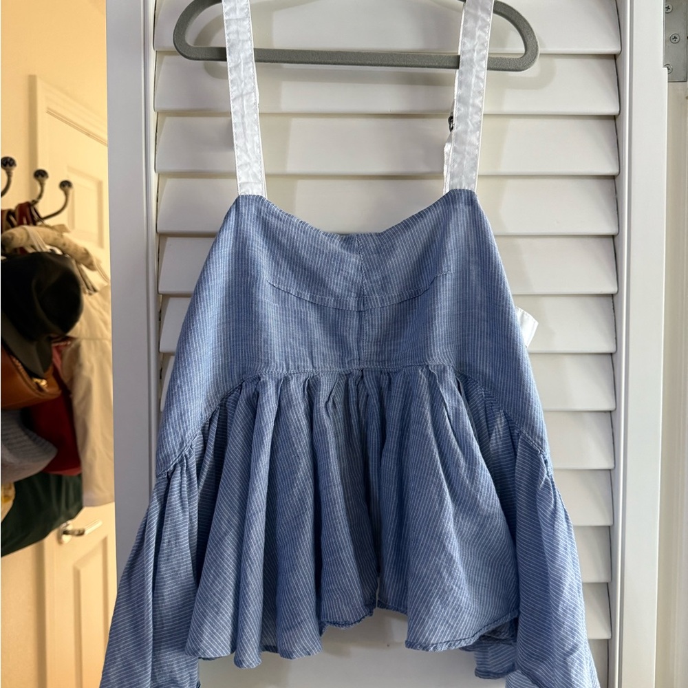 Free People Light Blue Striped Blouse
